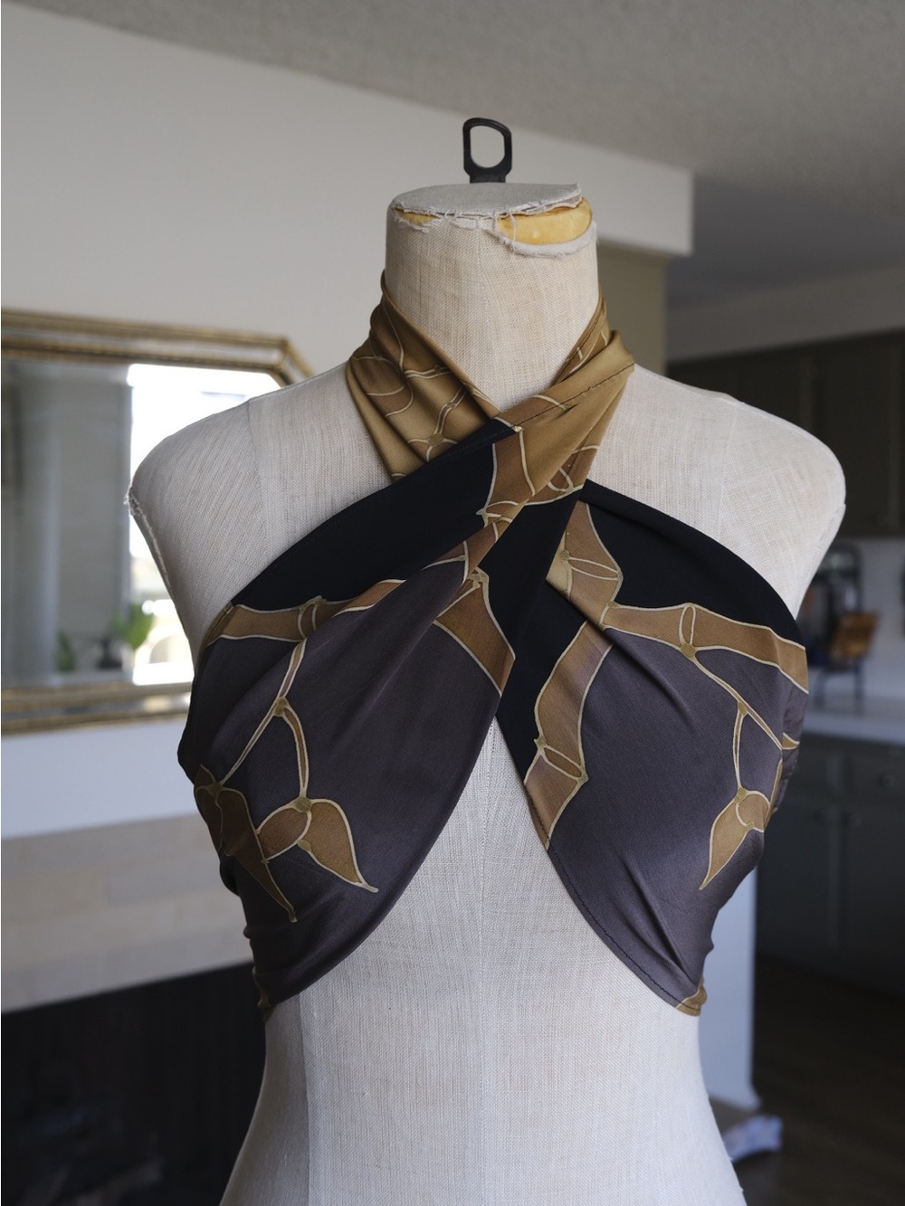 brown and black scarf